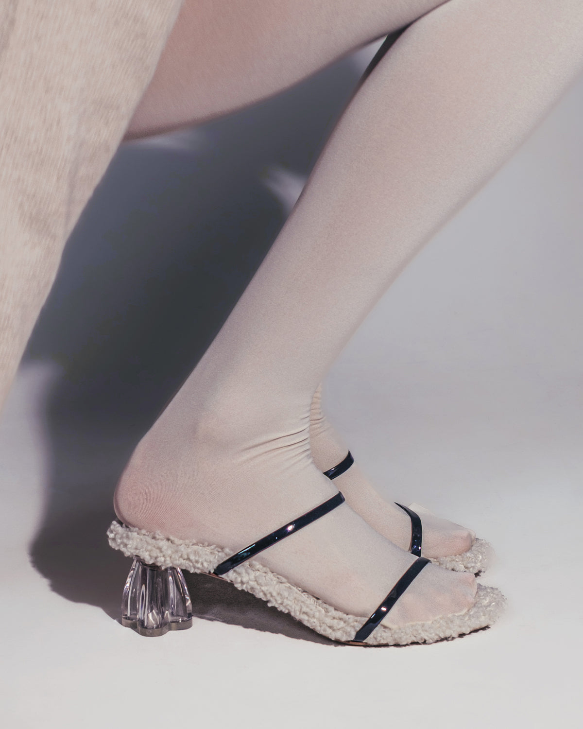 Fiorellini Glass Mule White Bouclé - HOUSE OF ATANA