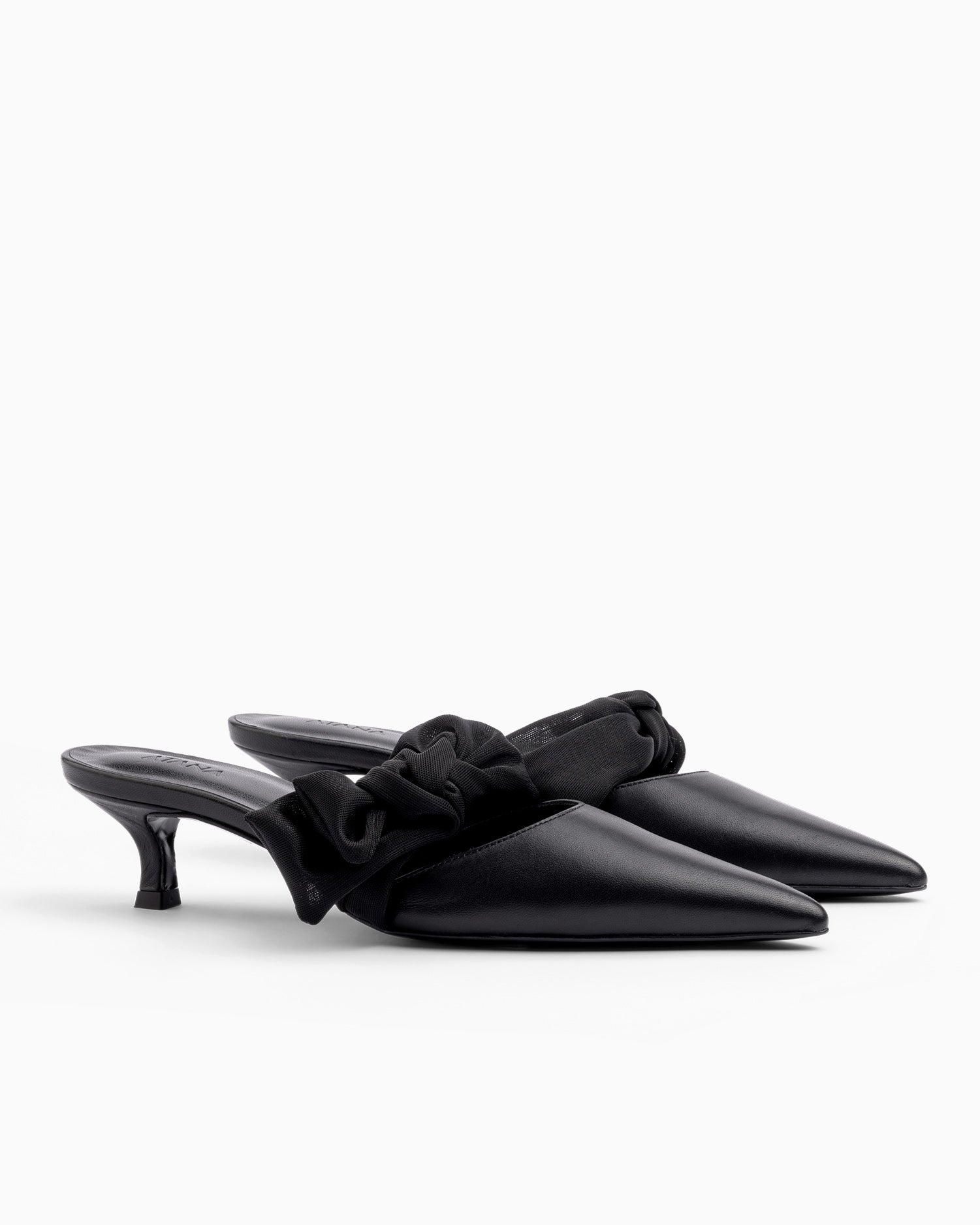 Side Tie Mule 45 Black Nappa and Mesh - HOUSE OF ATANA