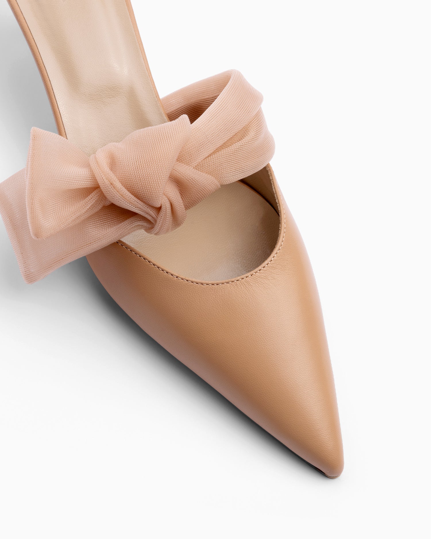 Side Tie Mule 45 Tan Nappa and Mesh - HOUSE OF ATANA