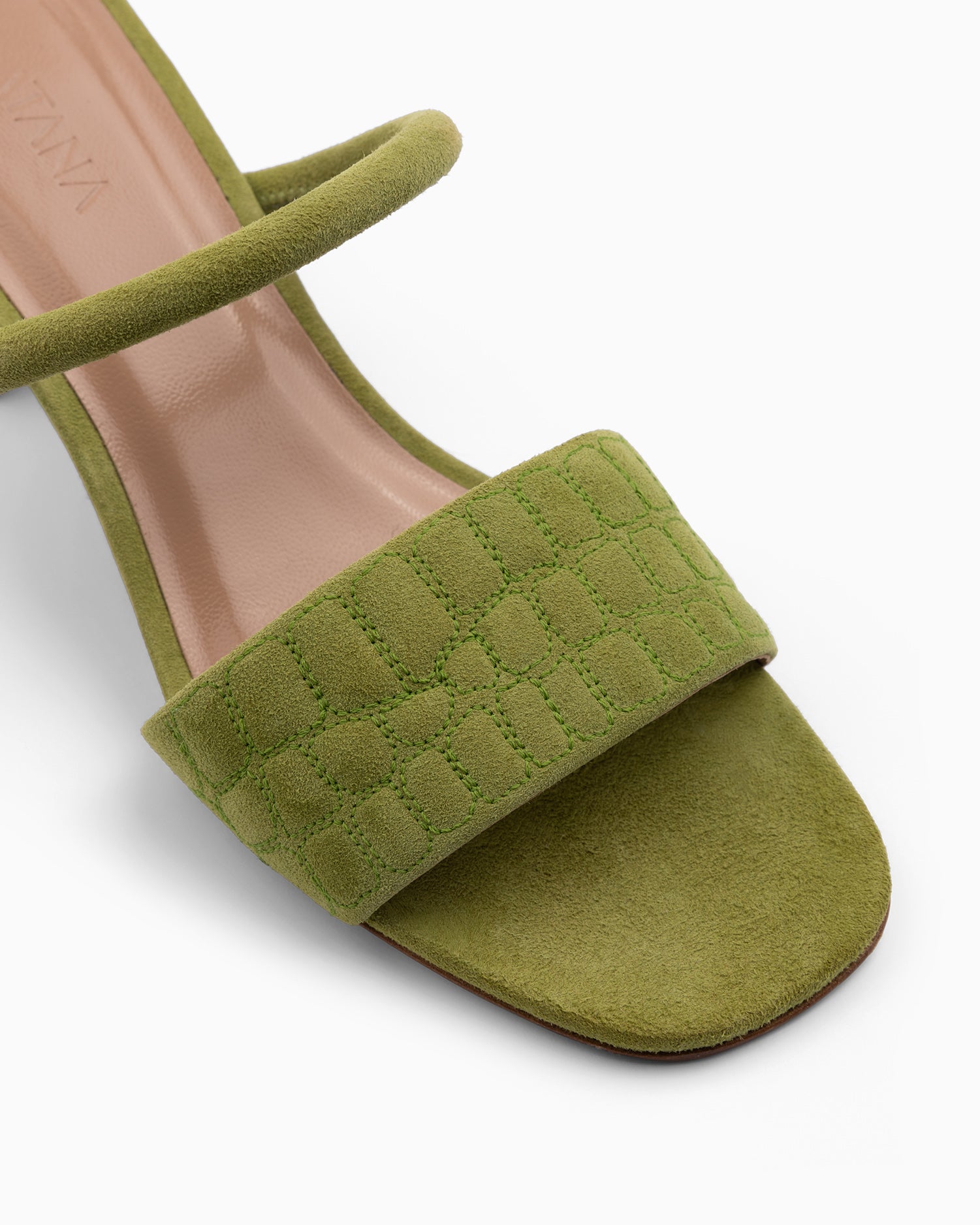 Quilted Croc Mule 55 Green - HOUSE OF ATANA