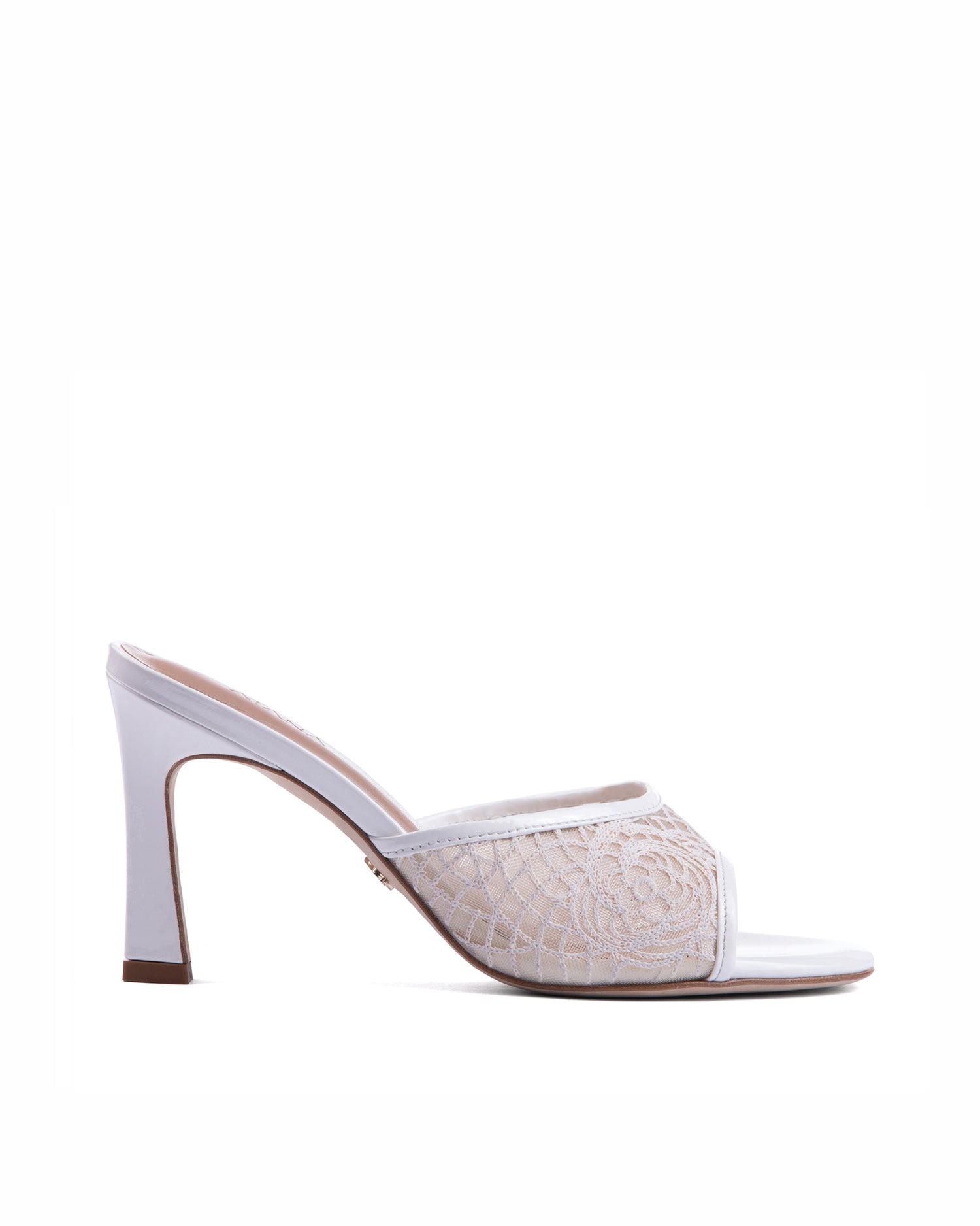 Crochet Mule 85 White Patent - HOUSE OF ATANA