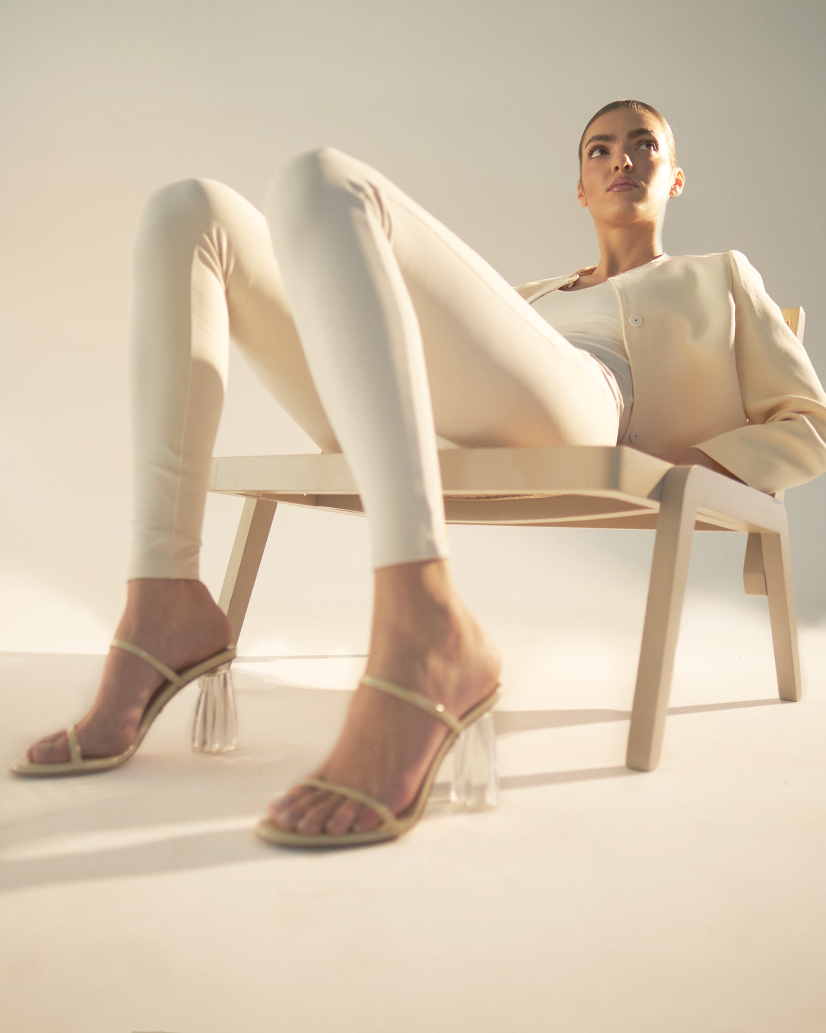 Fiorellini Glass Heel 95 Beige Patent - HOUSE OF ATANA