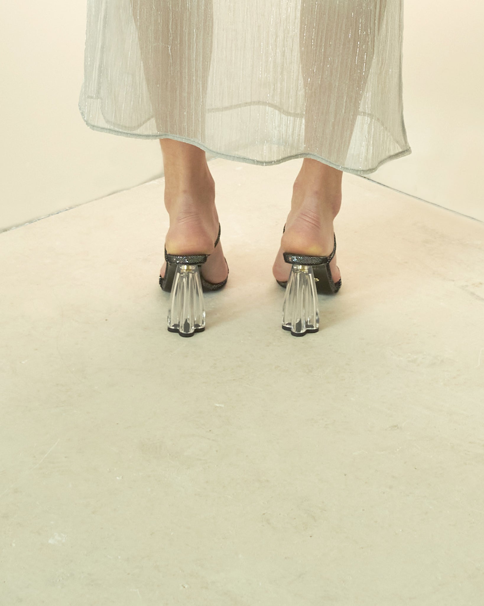 Fiorellini Glass Heel 95 Disco Suede Black - HOUSE OF ATANA