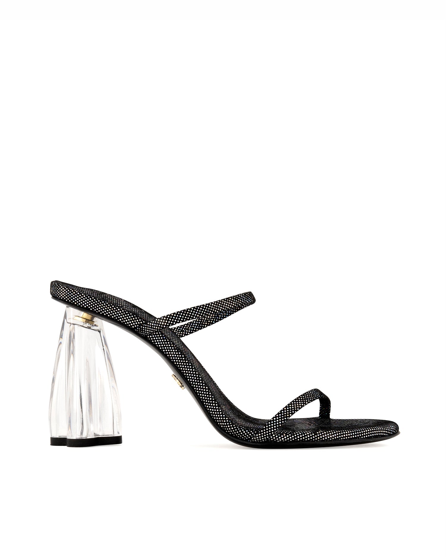 Fiorellini Glass Heel 95 Disco Suede Black - HOUSE OF ATANA