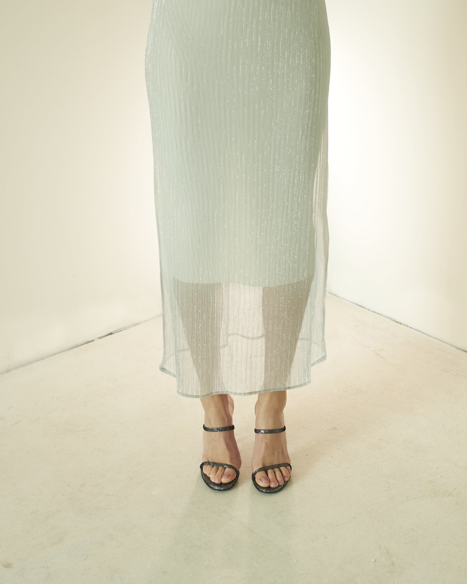 Fiorellini Glass Heel 95 Disco Suede Black - HOUSE OF ATANA