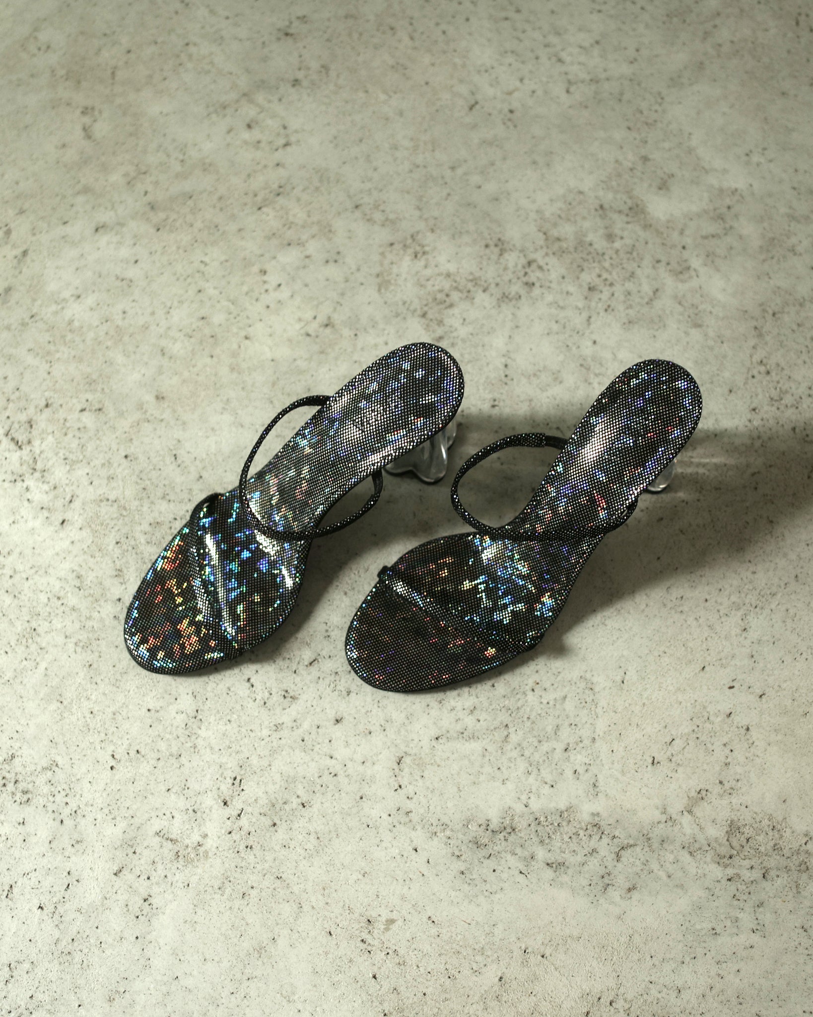 Fiorellini Glass Heel 95 Disco Suede Black - HOUSE OF ATANA