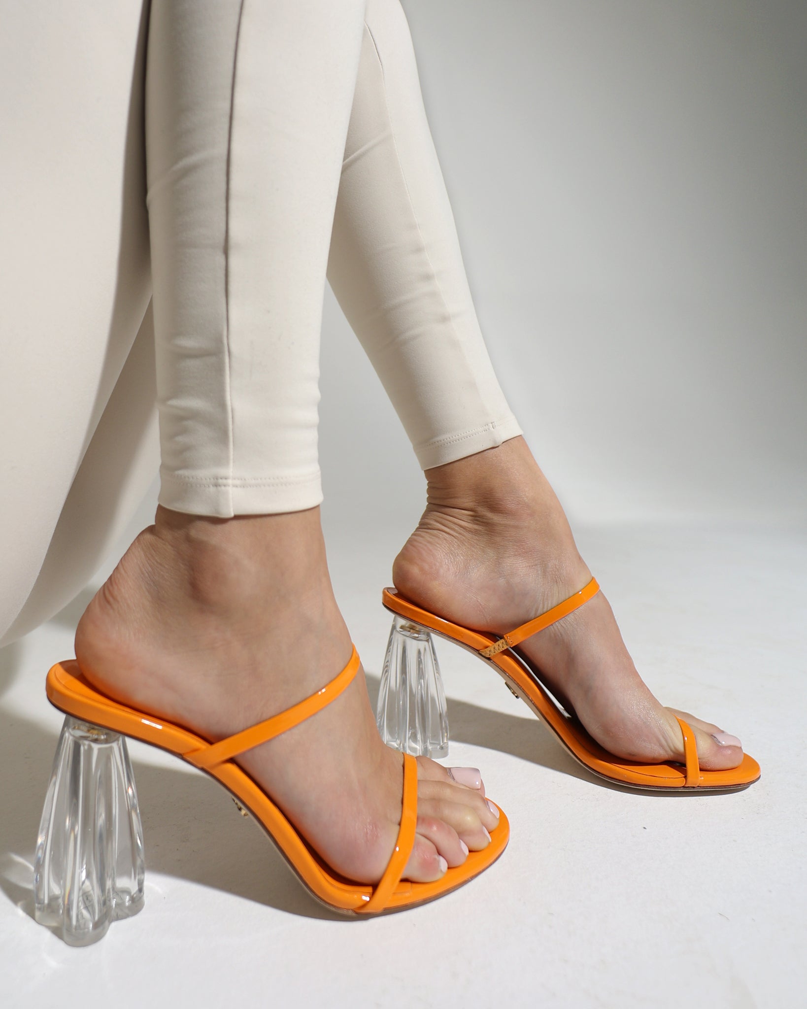 Fiorellini Glass Heel 95 Orange Patent - HOUSE OF ATANA