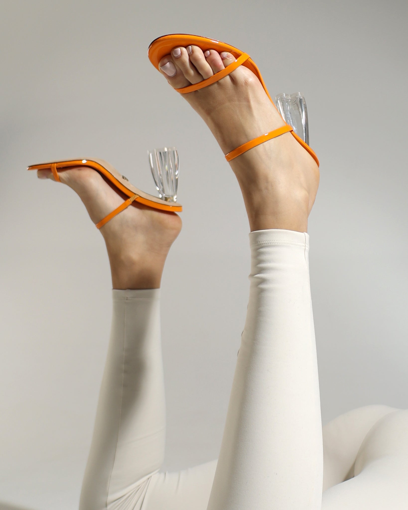 Fiorellini Glass Heel 95 Orange Patent - HOUSE OF ATANA
