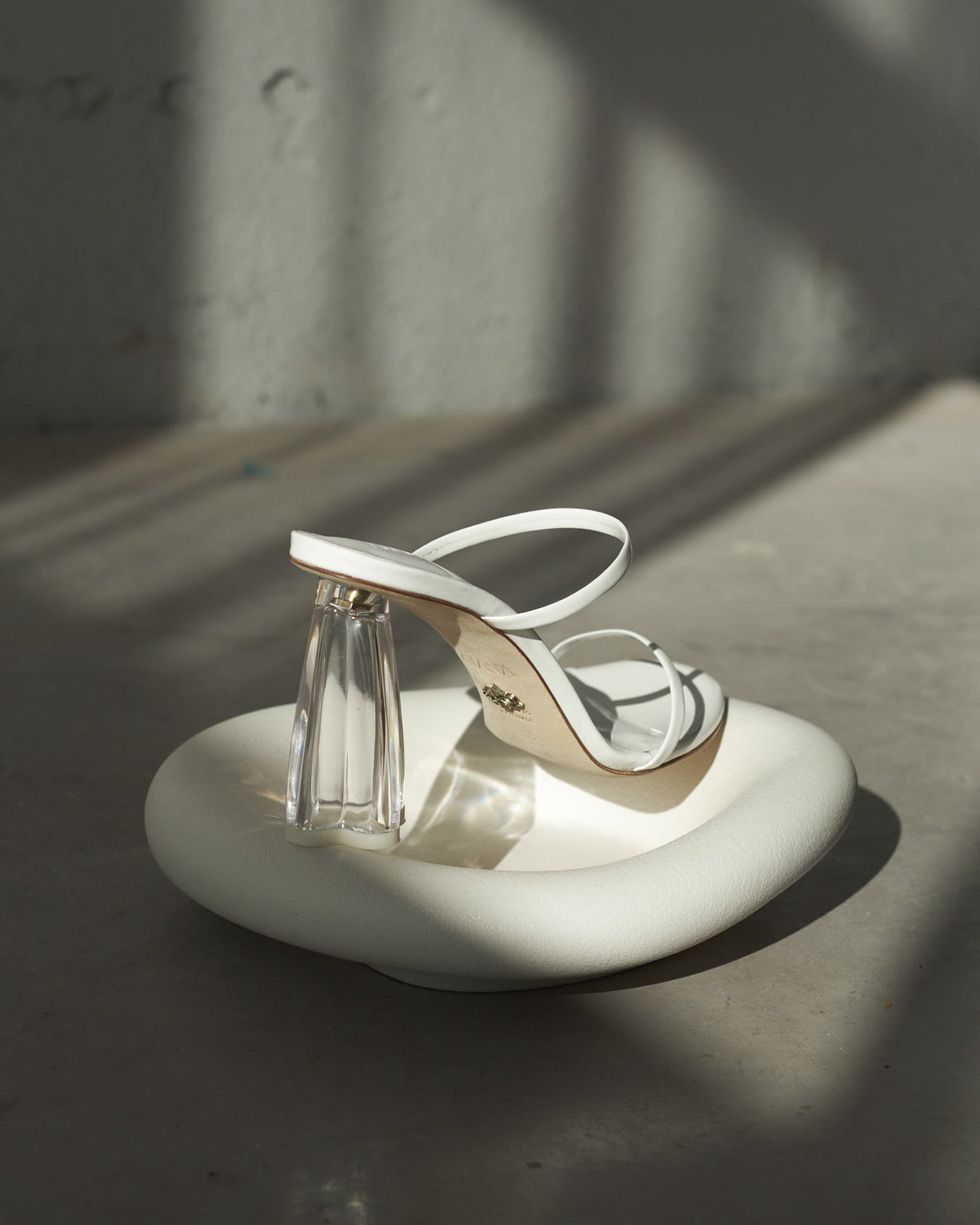 Fiorellini Glass Heel 95 White Patent - HOUSE OF ATANA