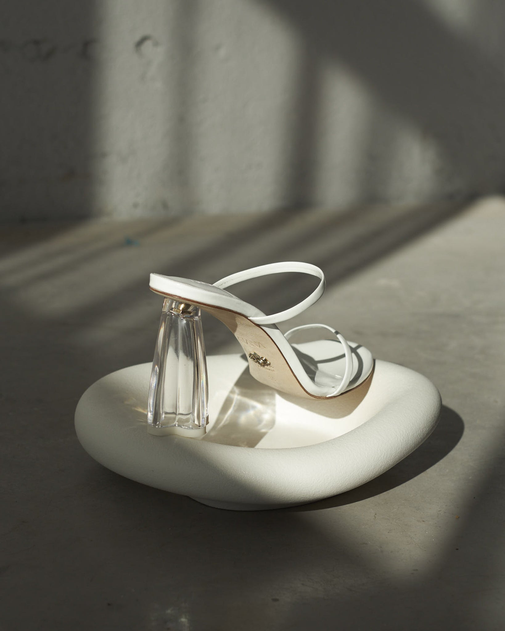 Fiorellini Glass Heel 95 White Patent - HOUSE OF ATANA