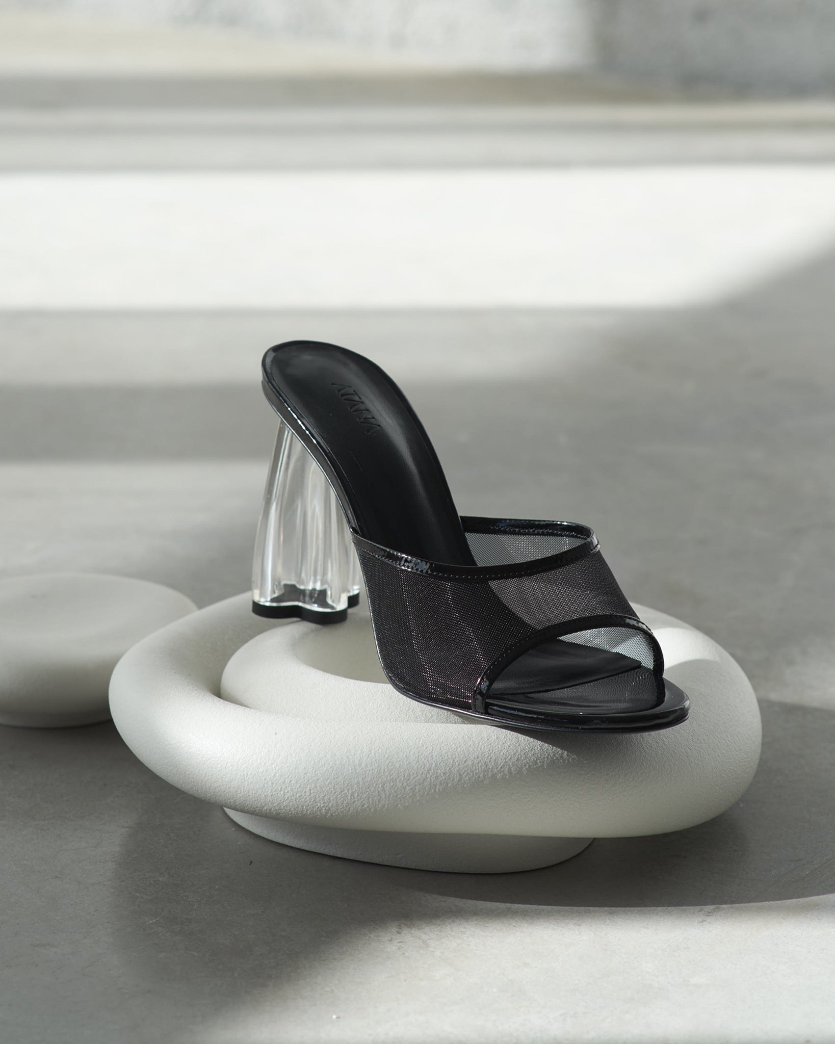 Fiorellini Glass Mule 95 Black Patent - HOUSE OF ATANA