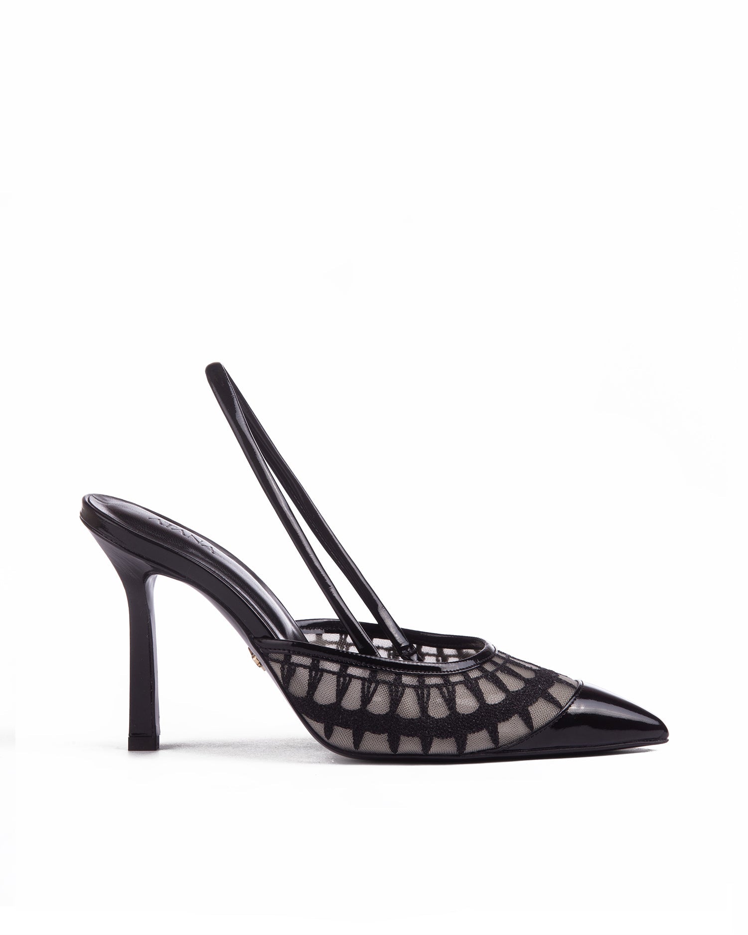 Lace Sling 95 Black Patent - HOUSE OF ATANA