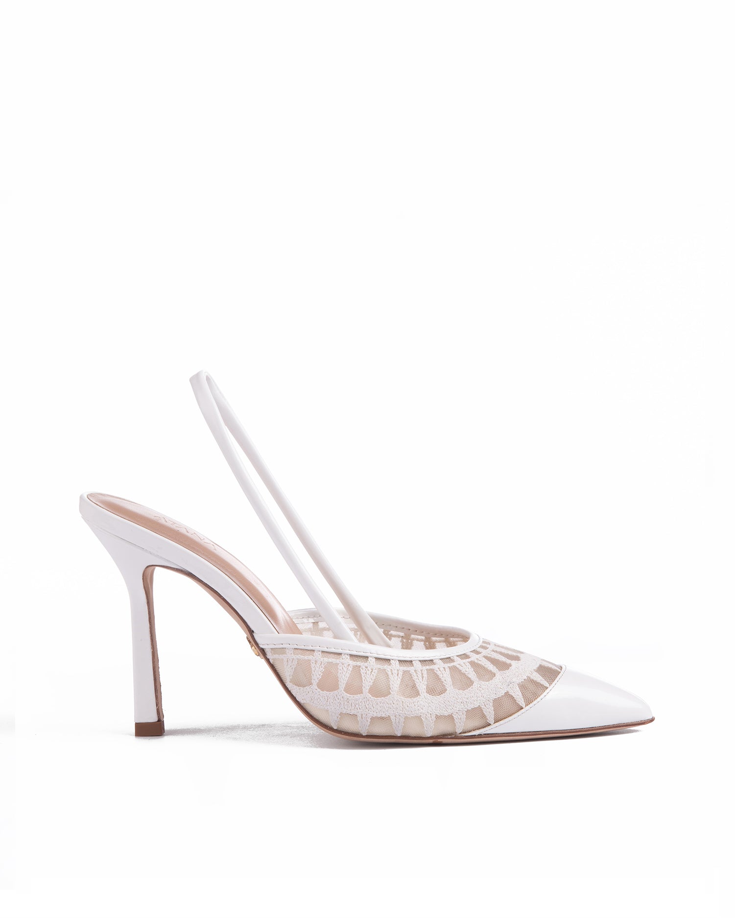 Lace Sling 95 White Patent - HOUSE OF ATANA