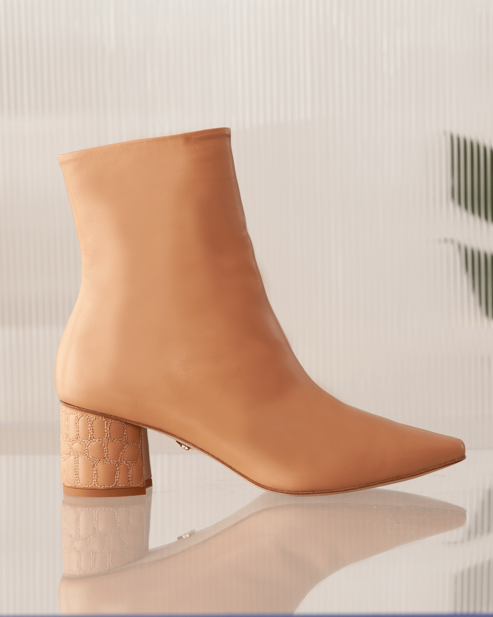 Croc Heel Boot 55 Tan Leather - HOUSE OF ATANA