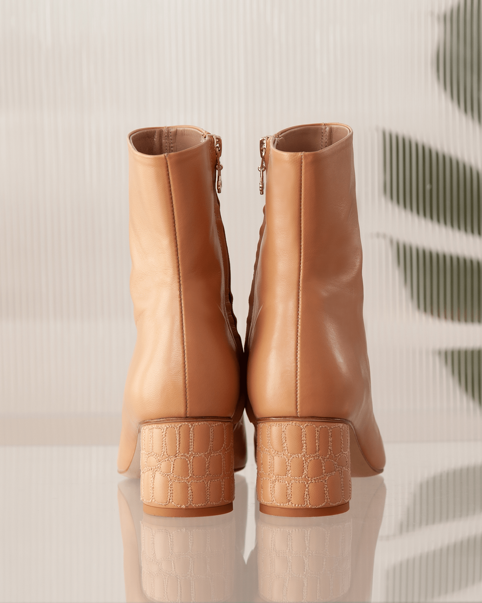 Croc Heel Boot 55 Tan Leather - HOUSE OF ATANA