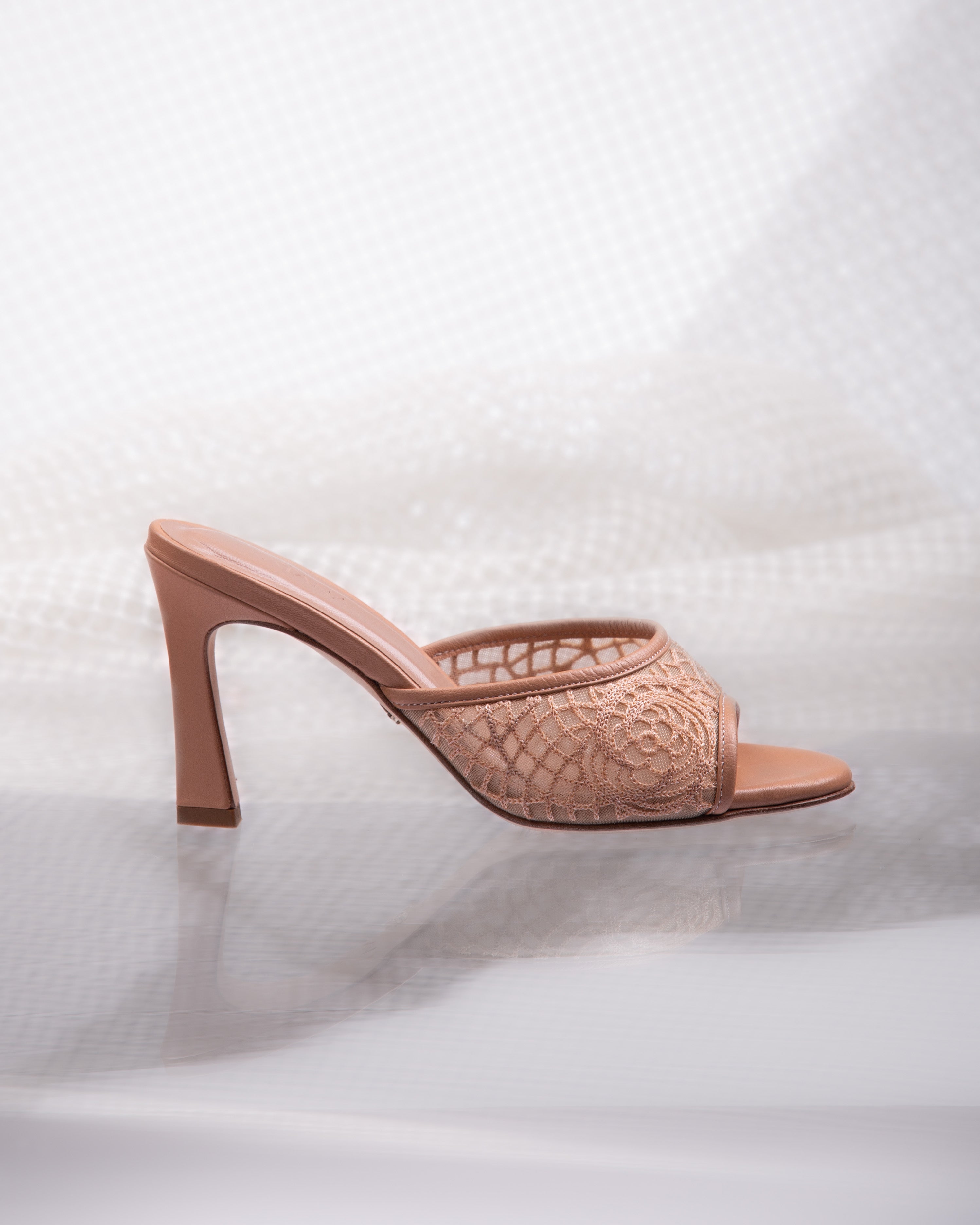 Crochet Mule 85 Tan - HOUSE OF ATANA