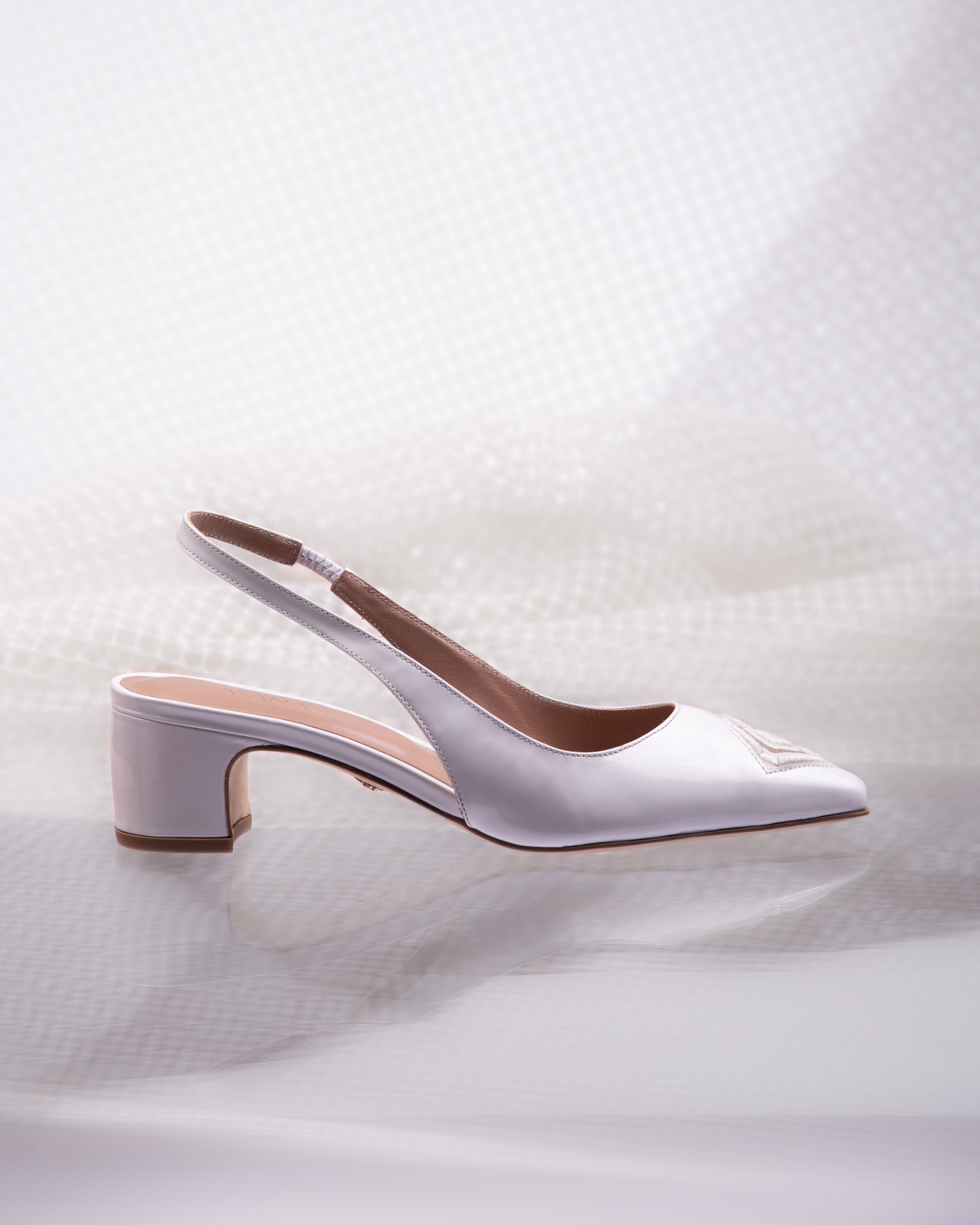 Diamond Slingback 45 White Patent - HOUSE OF ATANA