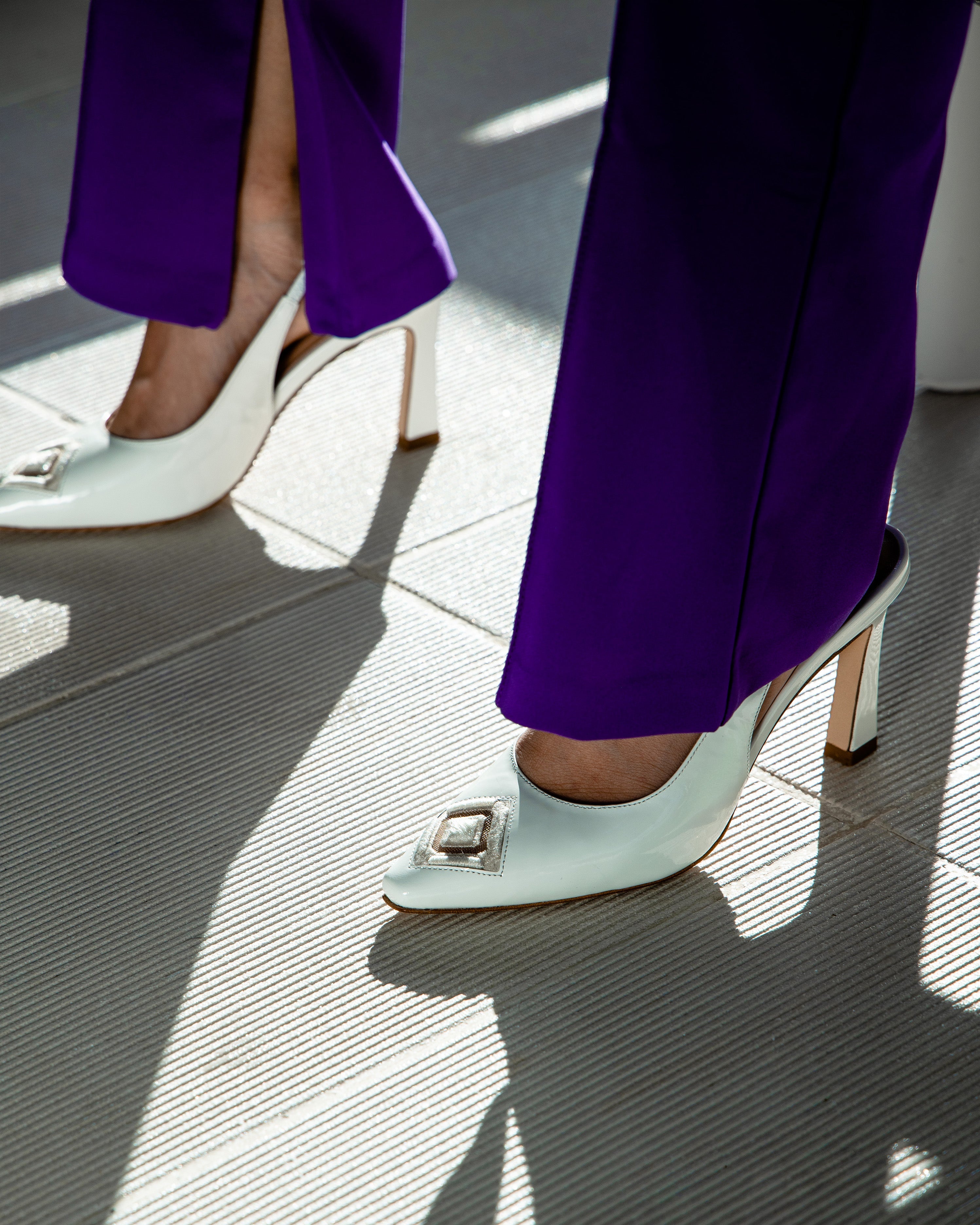 Diamond Slingback 85 White Patent - HOUSE OF ATANA