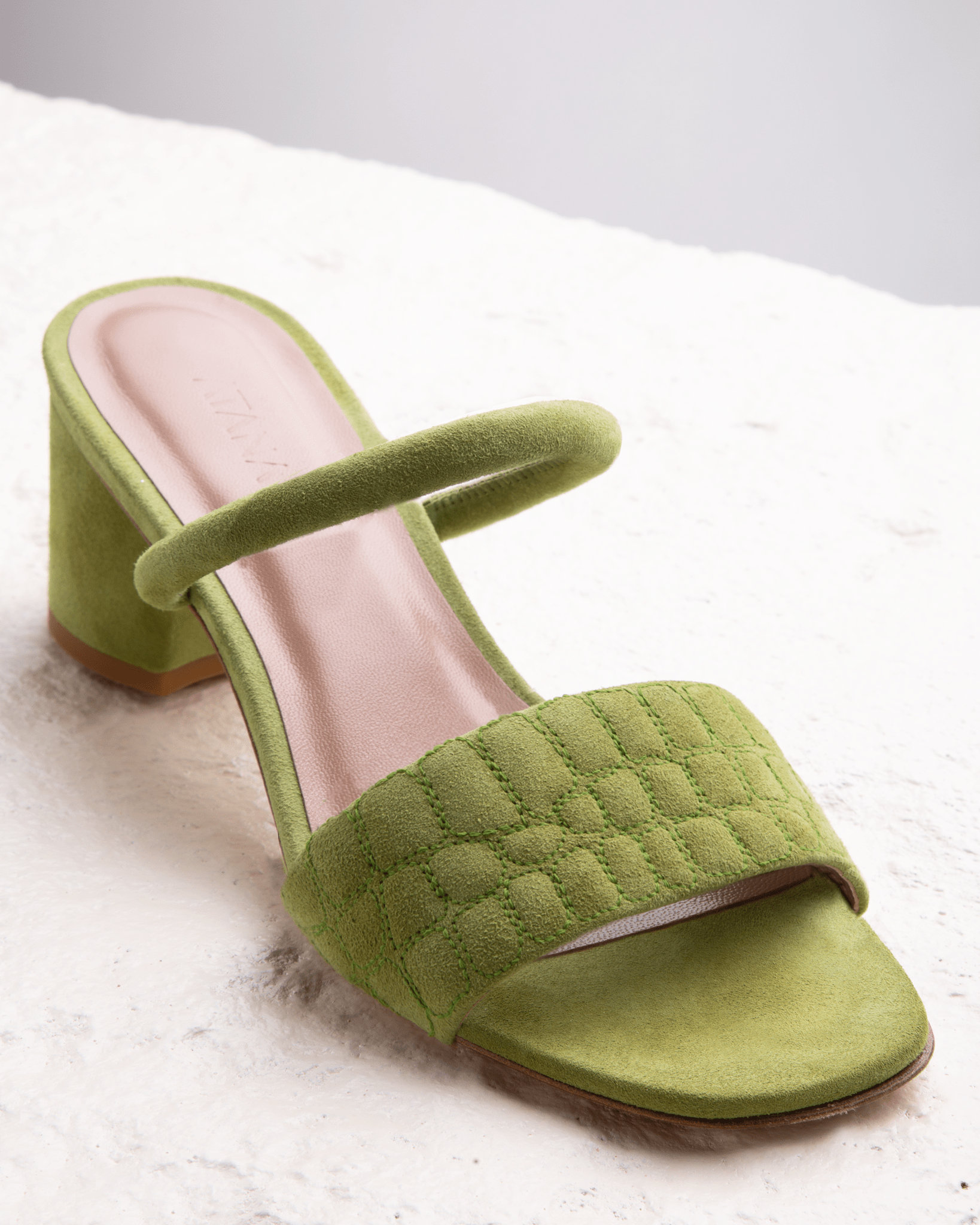 Quilted Croc Mule 55 Green - HOUSE OF ATANA