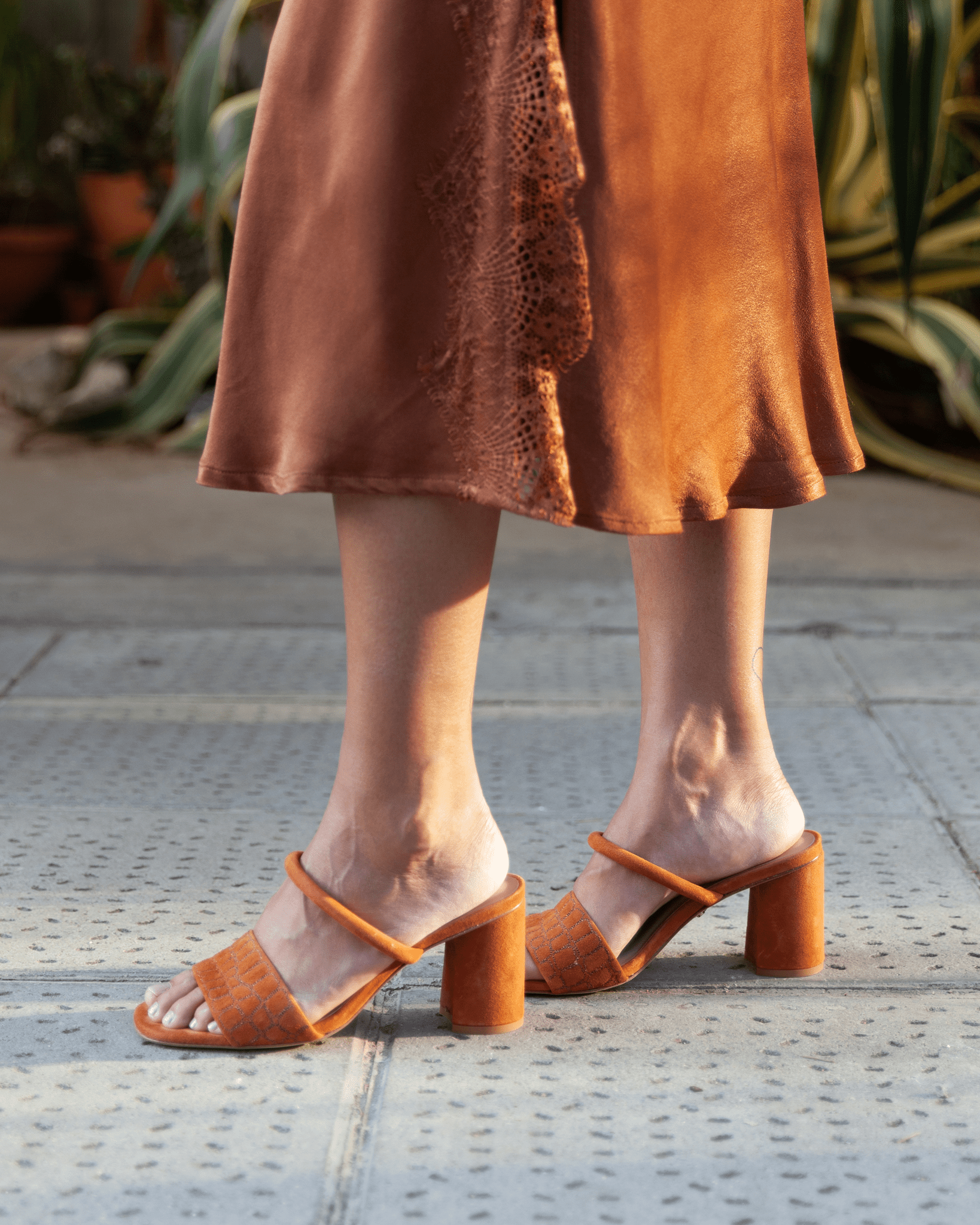 Quilted Croc Mule 75 Sienna Suede - HOUSE OF ATANA