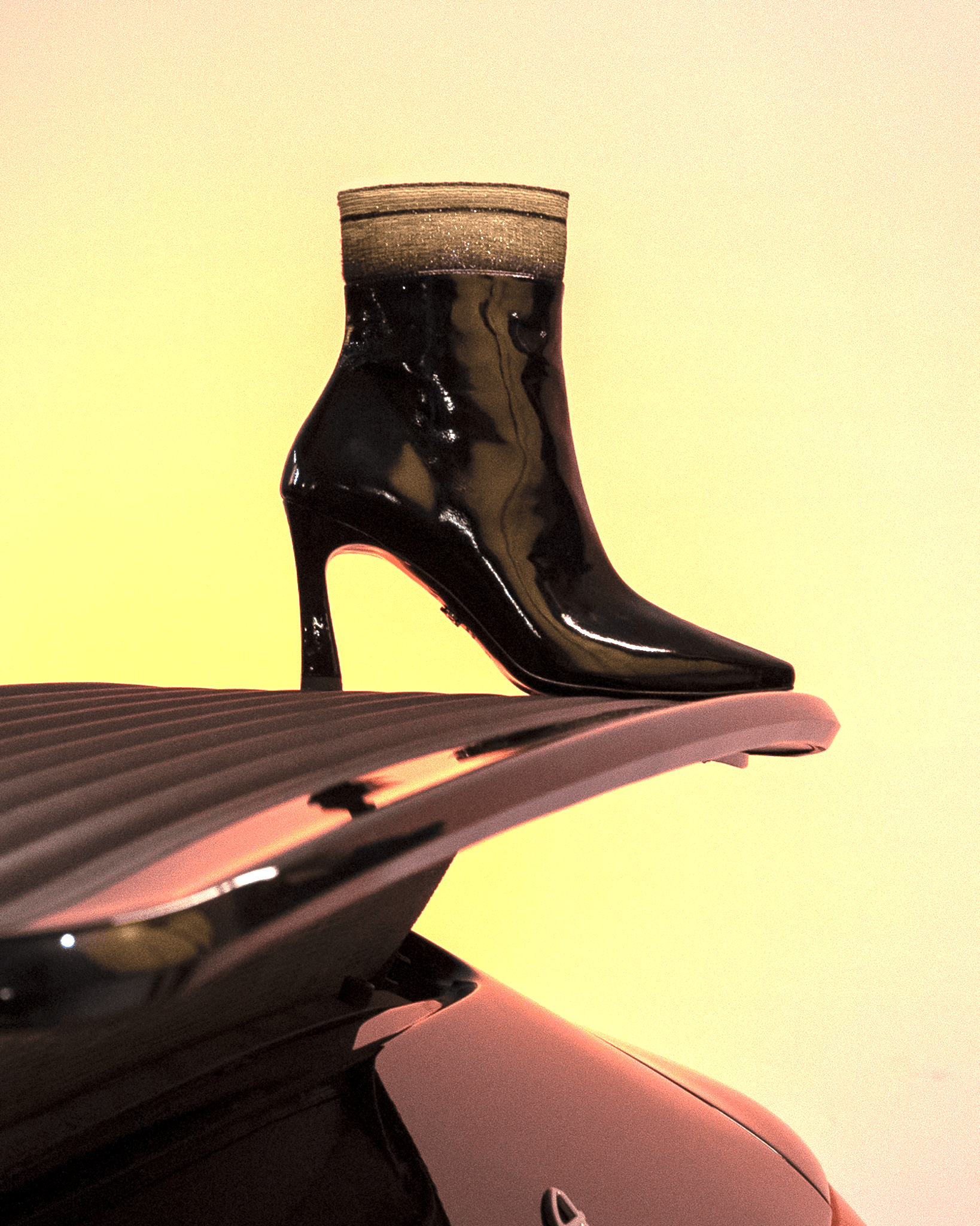 Sock Boot 85 Black Patent - HOUSE OF ATANA