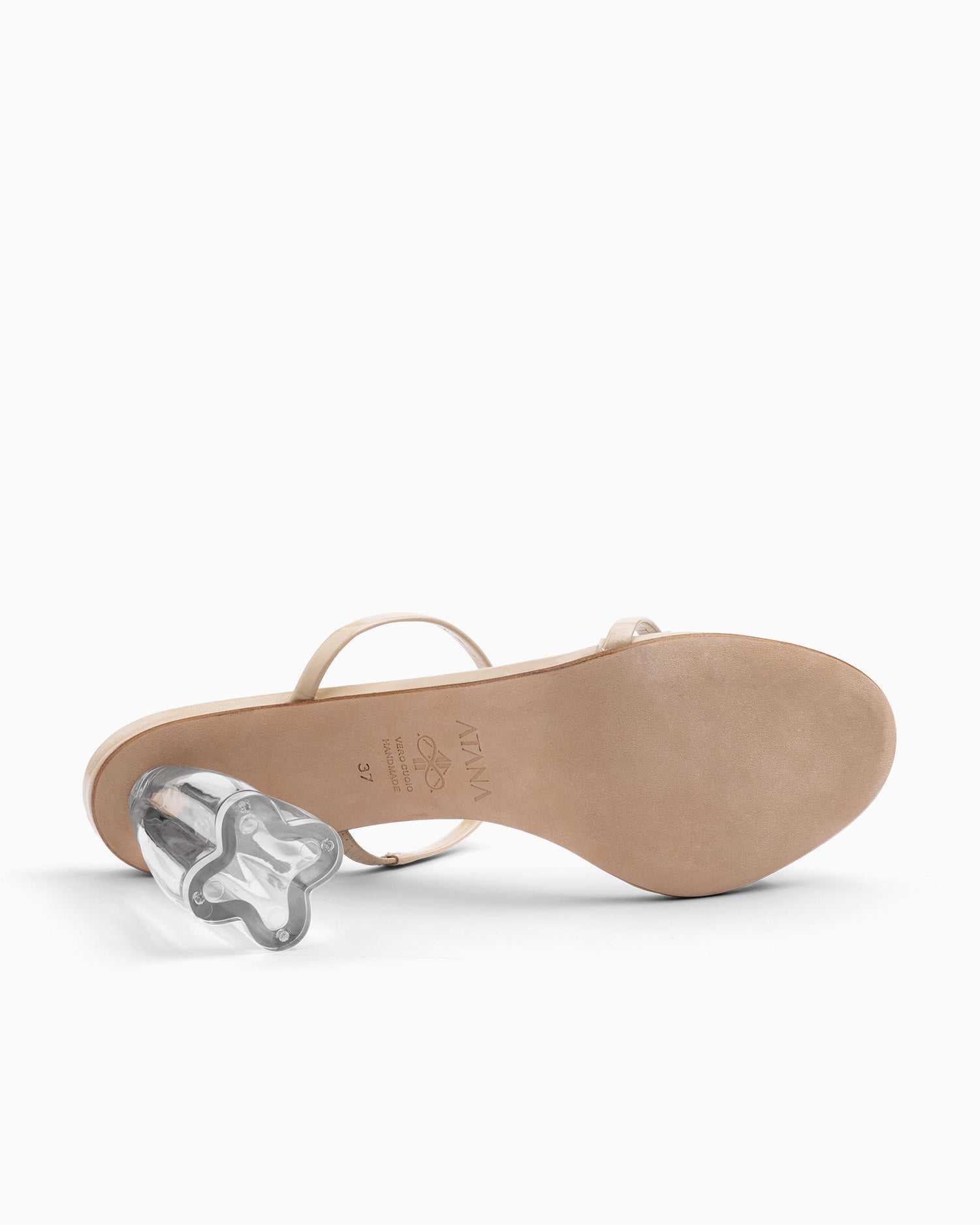 Fiorellini Glass Heel 95 Beige Patent - HOUSE OF ATANA