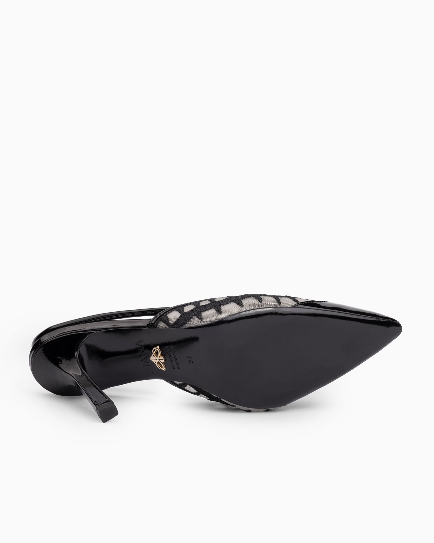Lace Sling 95 Black Patent - HOUSE OF ATANA