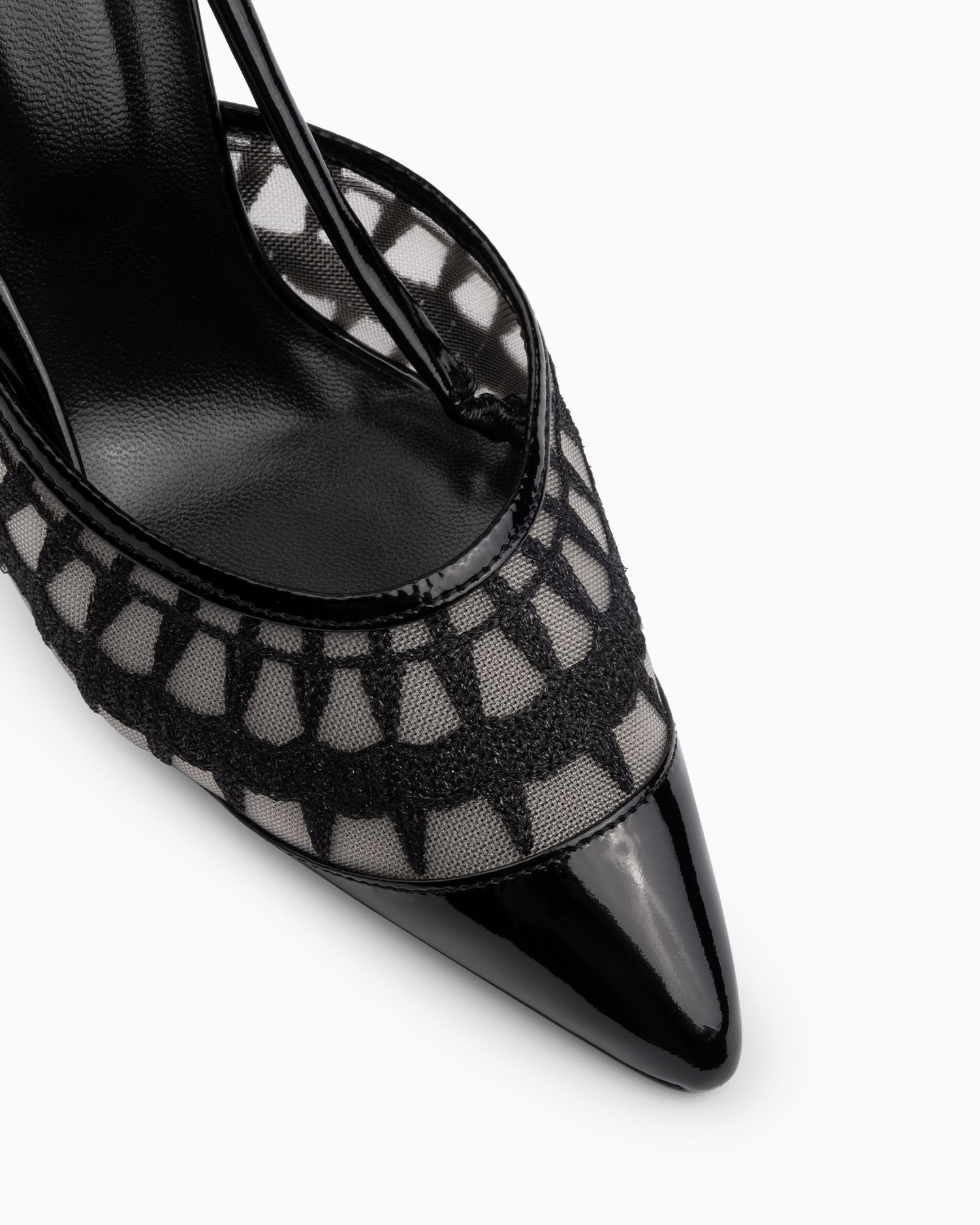 Lace Sling 95 Black Patent - HOUSE OF ATANA