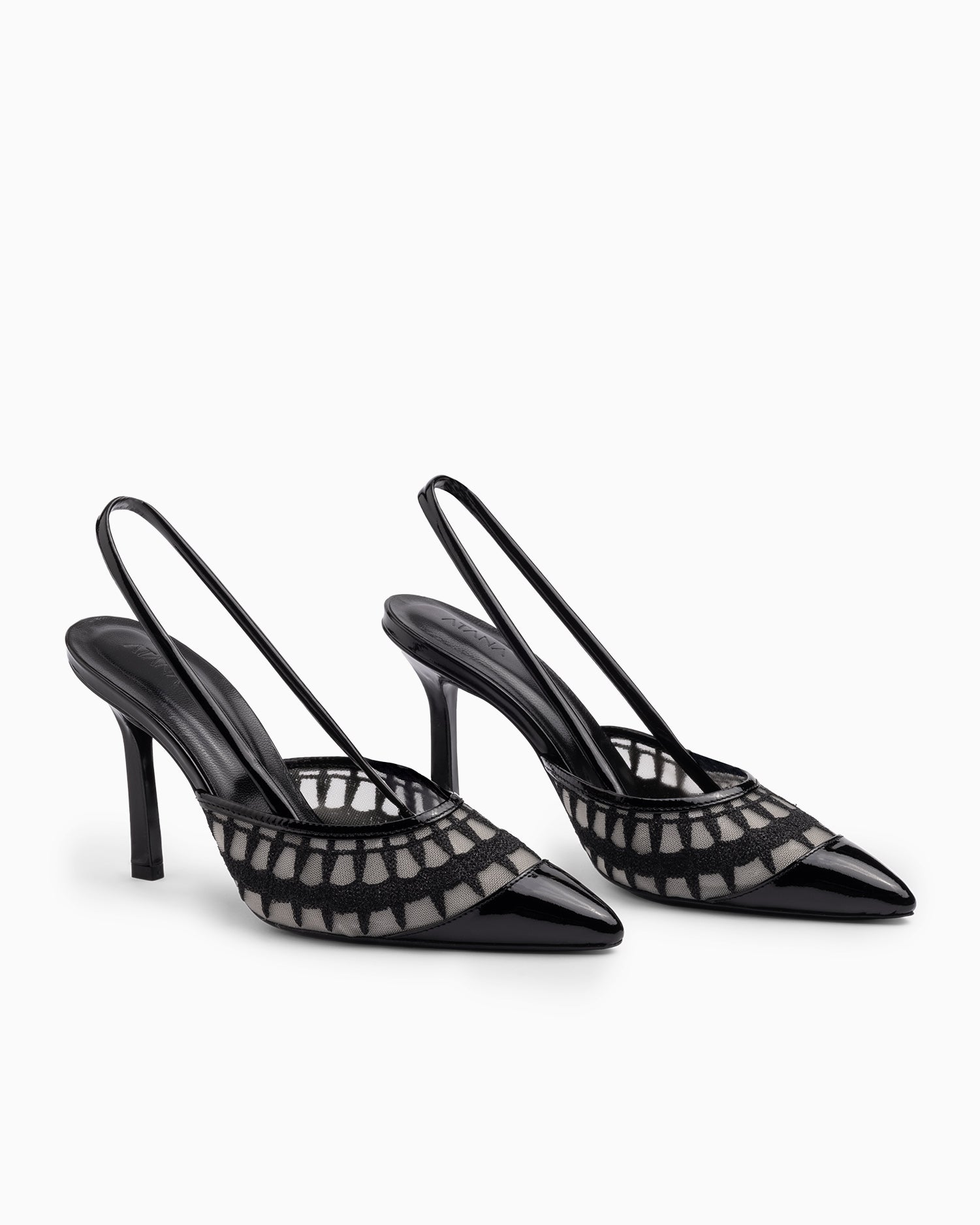 Lace Sling 95 Black Patent - HOUSE OF ATANA
