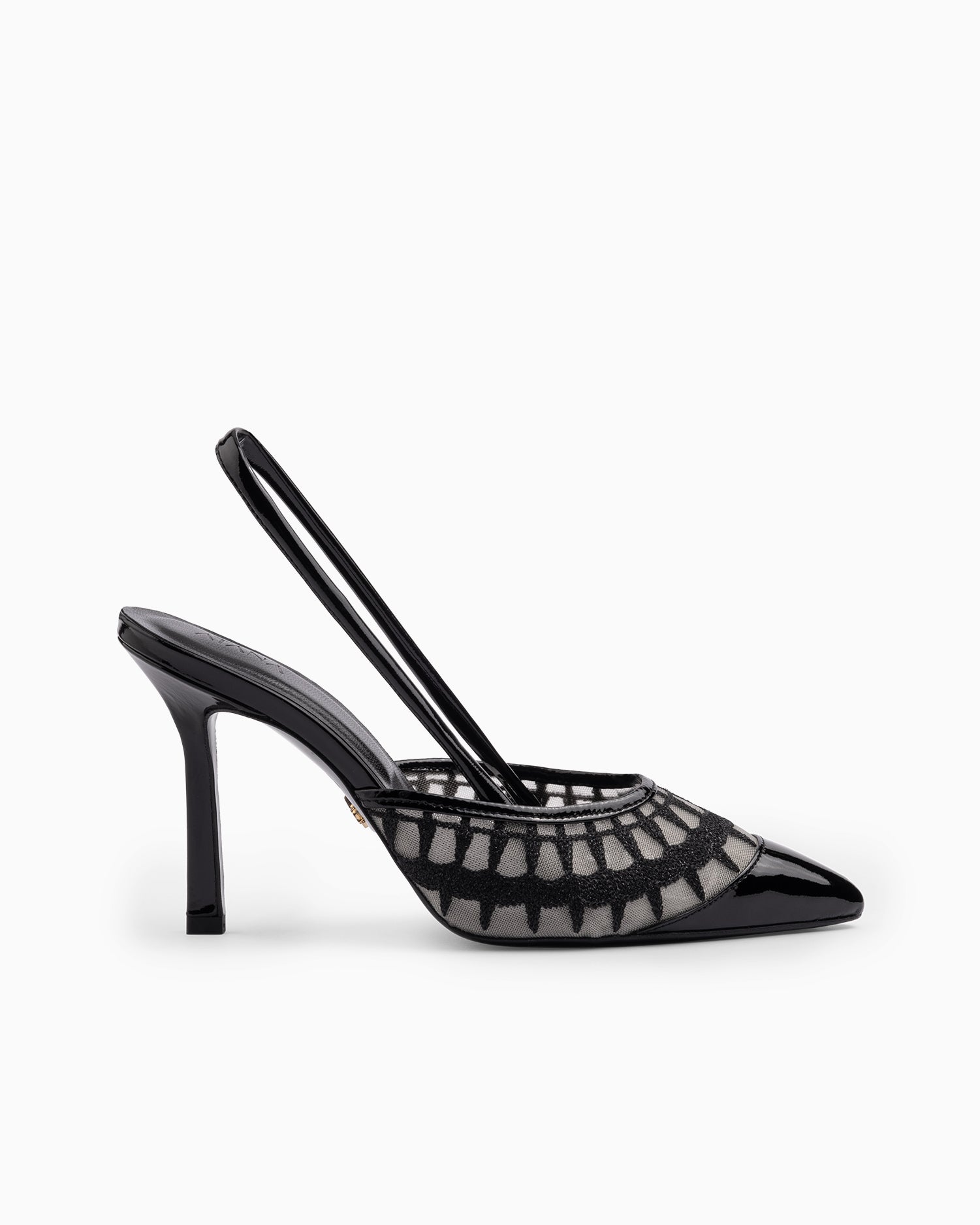 Lace Sling 95 Black Patent - HOUSE OF ATANA
