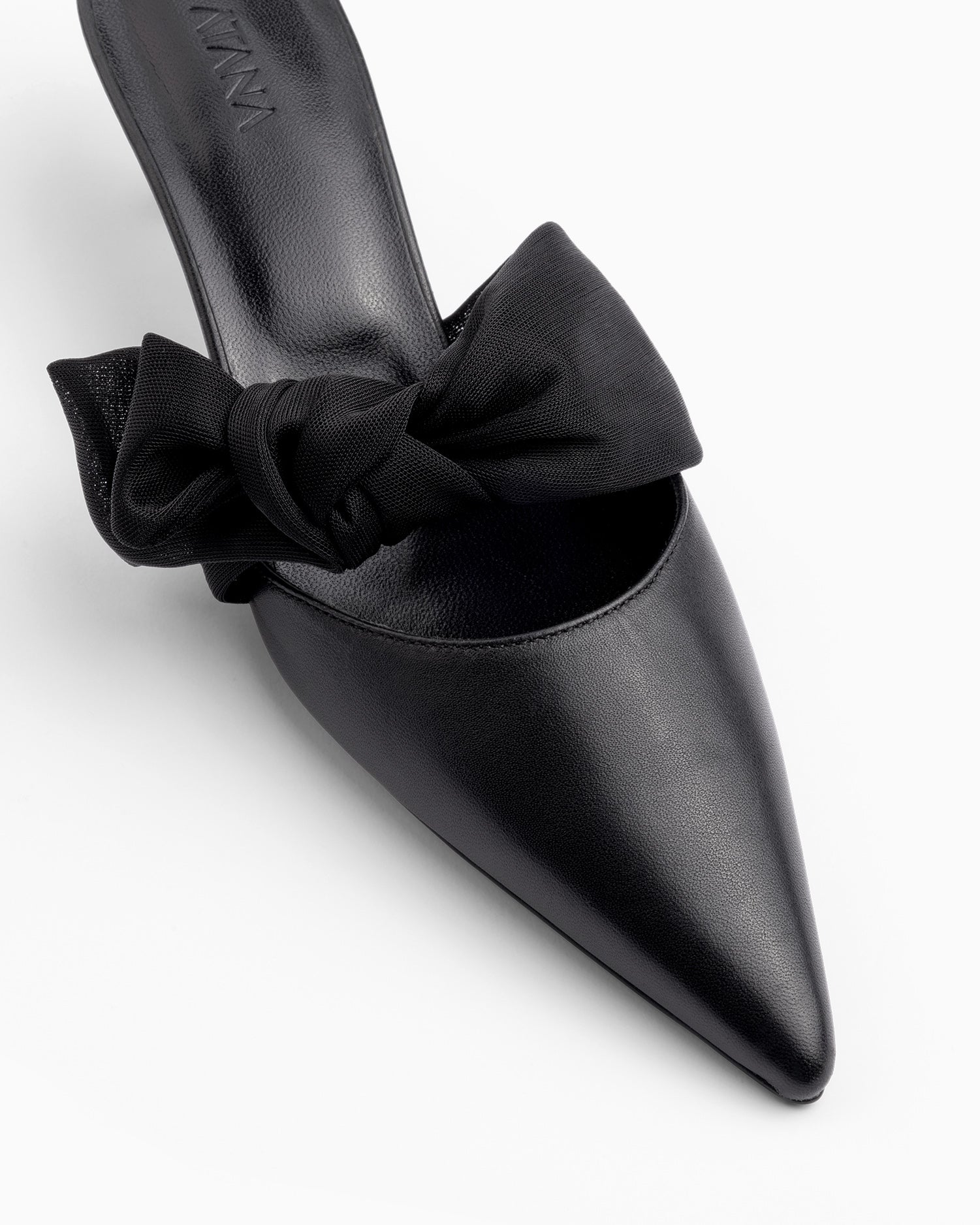 Side Tie Mule 45 Black Nappa and Mesh - HOUSE OF ATANA