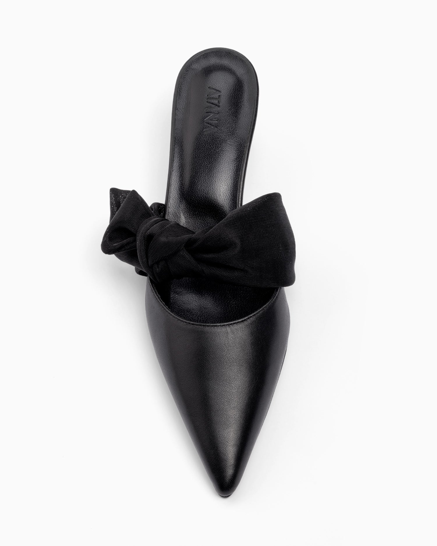 Side Tie Mule 45 Black Nappa and Mesh - HOUSE OF ATANA