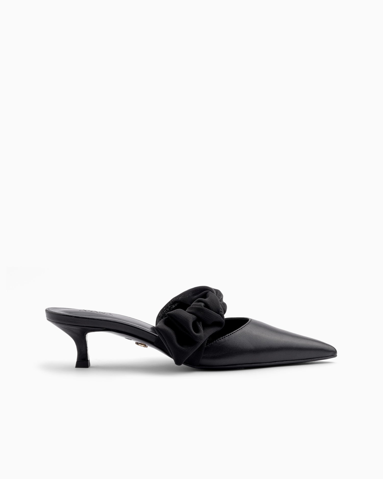 Side Tie Mule 45 Black Nappa and Mesh - HOUSE OF ATANA