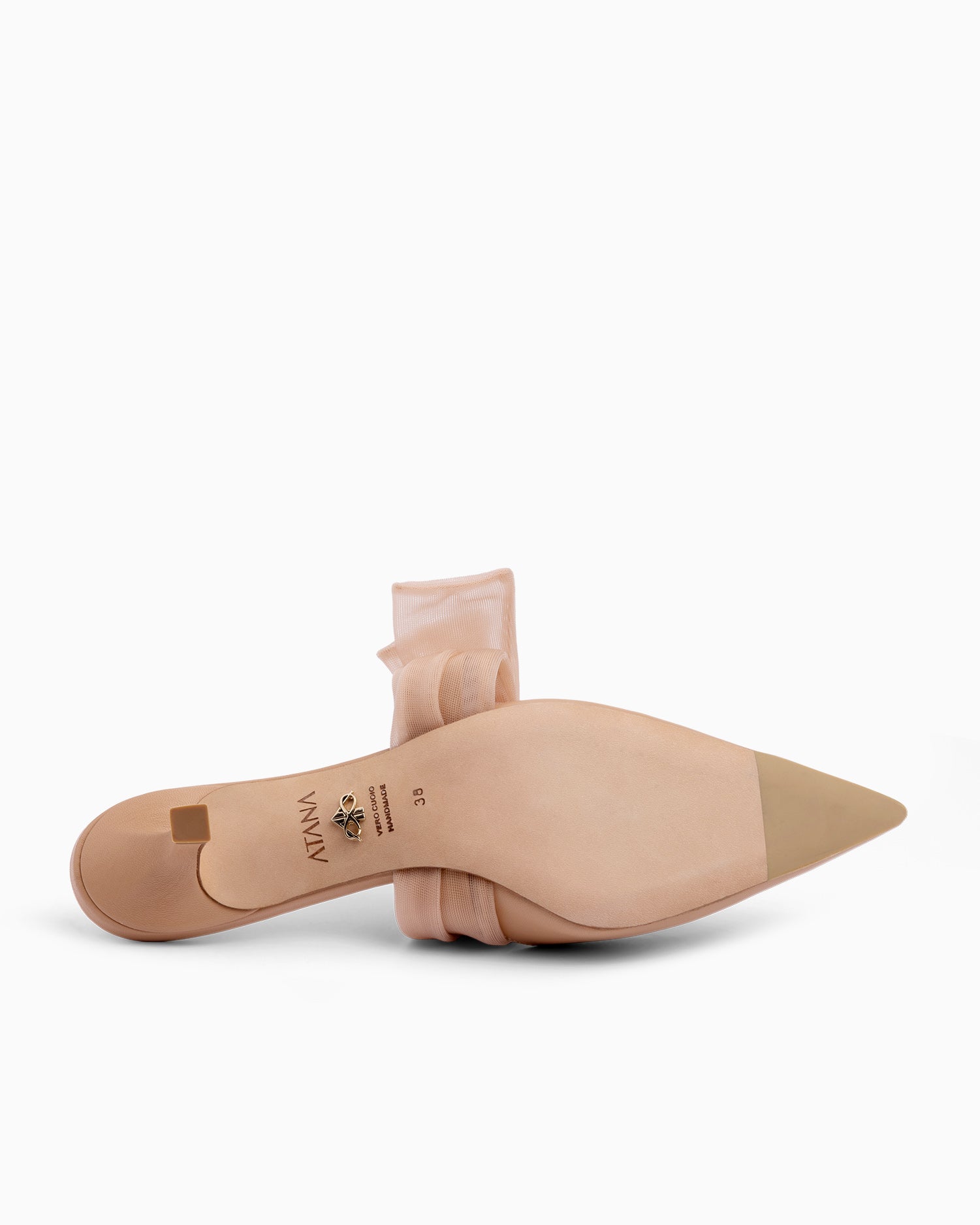 Side Tie Mule 45 Tan Nappa and Mesh - HOUSE OF ATANA