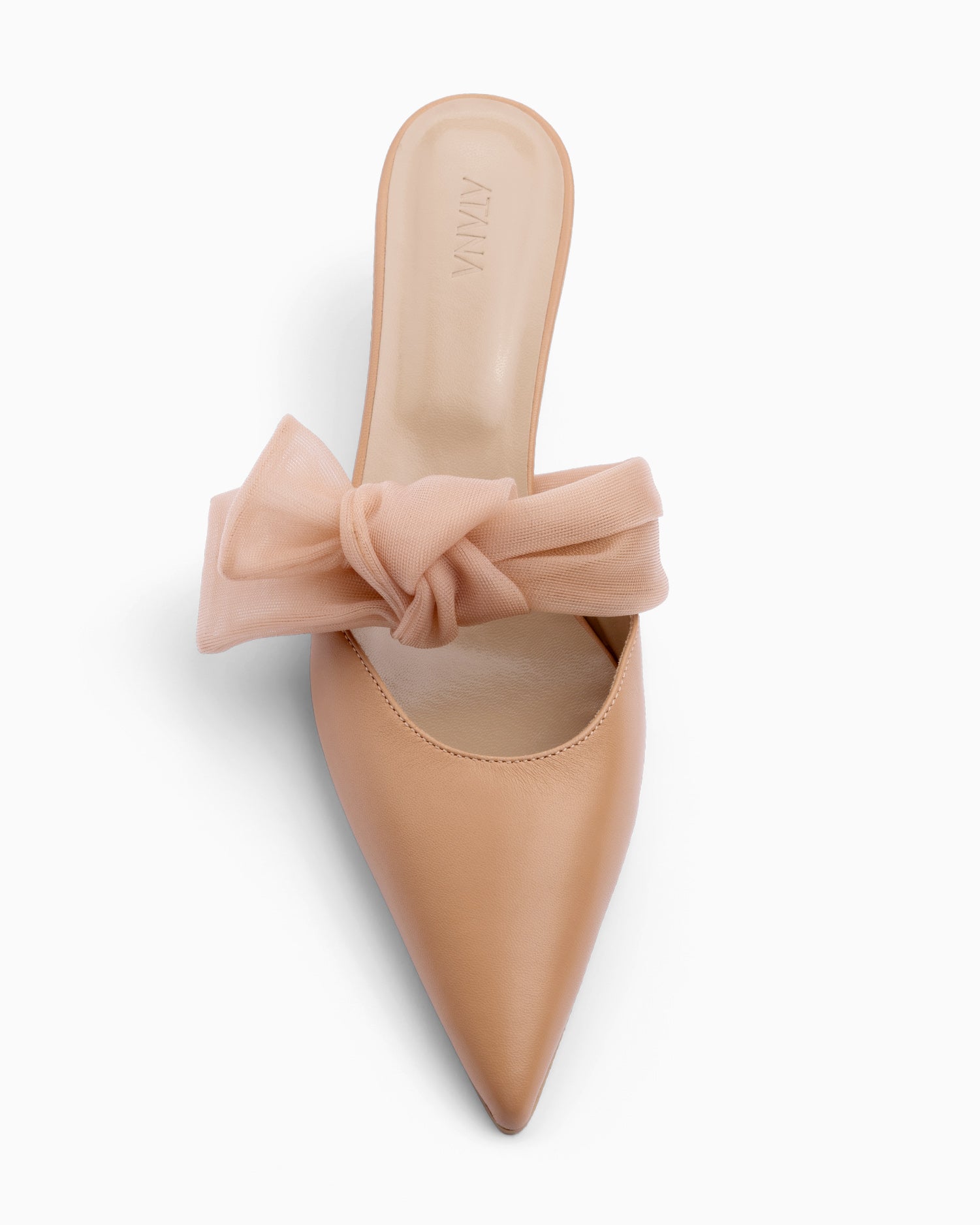 Side Tie Mule 45 Tan Nappa and Mesh - HOUSE OF ATANA