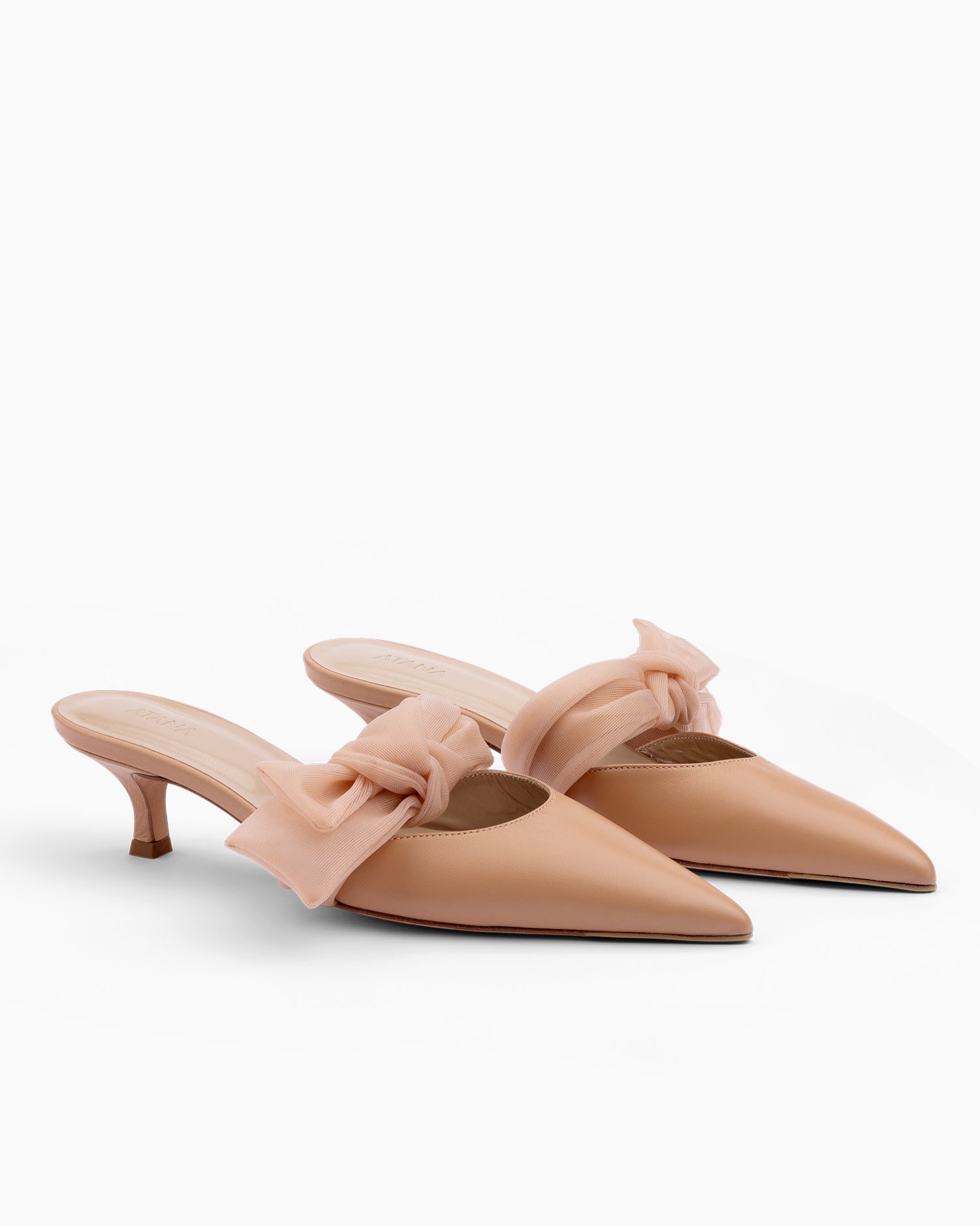 Side Tie Mule 45 Tan Nappa and Mesh - HOUSE OF ATANA