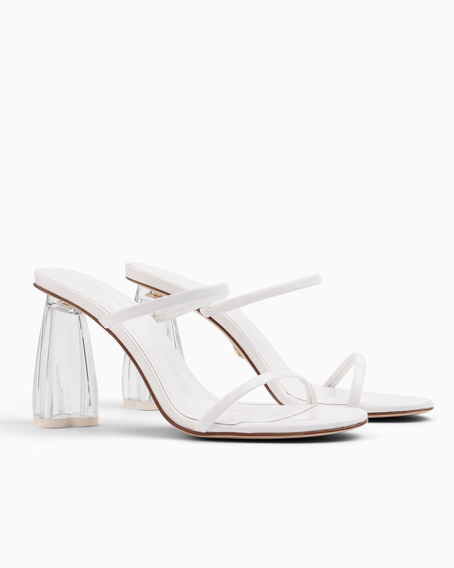 Fiorellini Glass Heel 95 White Patent - HOUSE OF ATANA