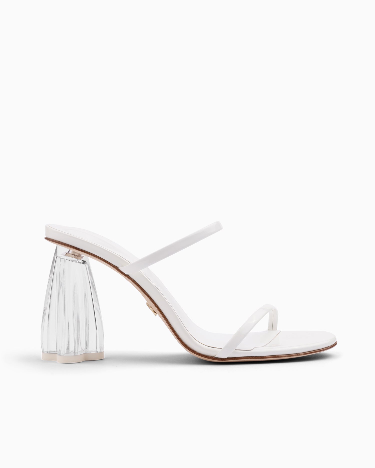 Fiorellini Glass Heel 95 White Patent - HOUSE OF ATANA
