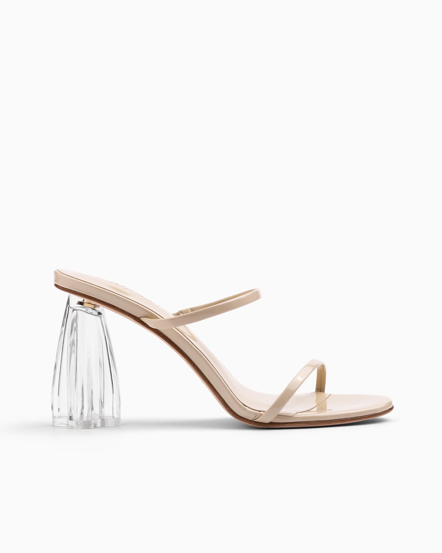 Fiorellini Glass Heel 95 Beige Patent - HOUSE OF ATANA