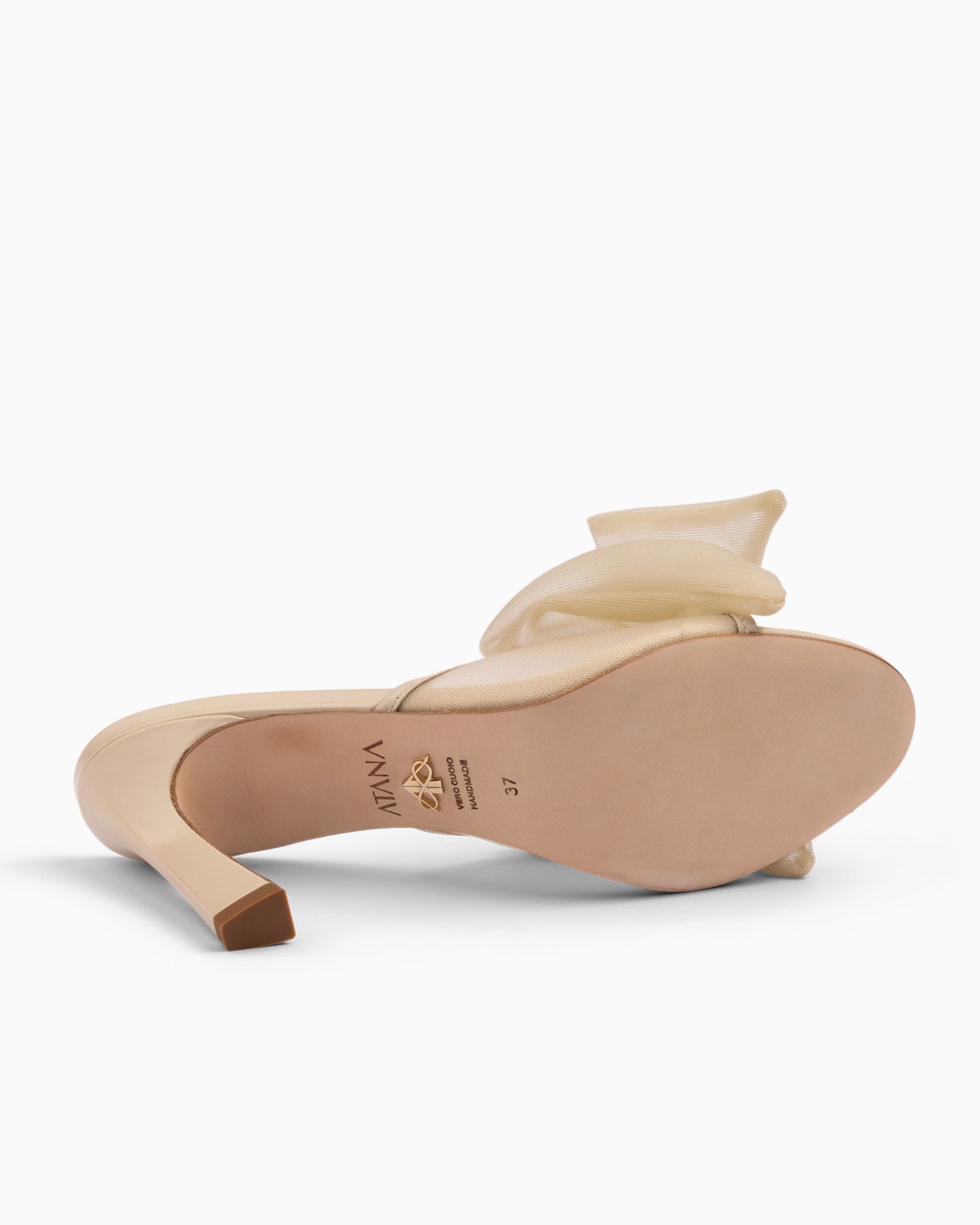 Bow Mule 85 Beige Patent - HOUSE OF ATANA