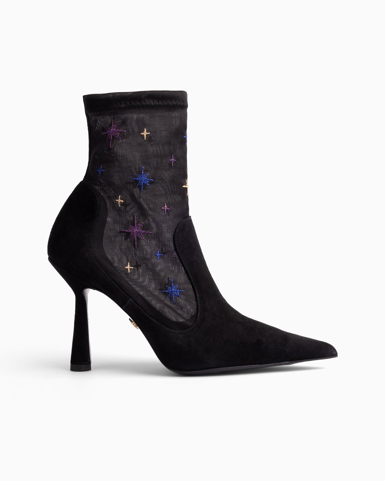 Anna Boot 95 Black Suede and Star Embroidery - HOUSE OF ATANA