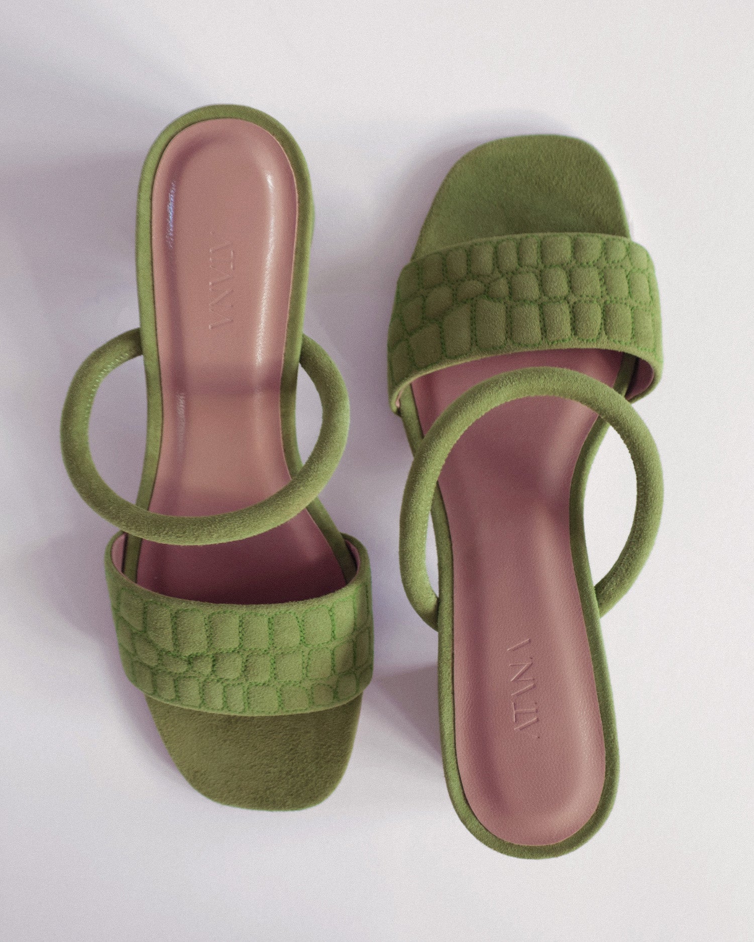 Quilted Croc Mule 55 Green - HOUSE OF ATANA