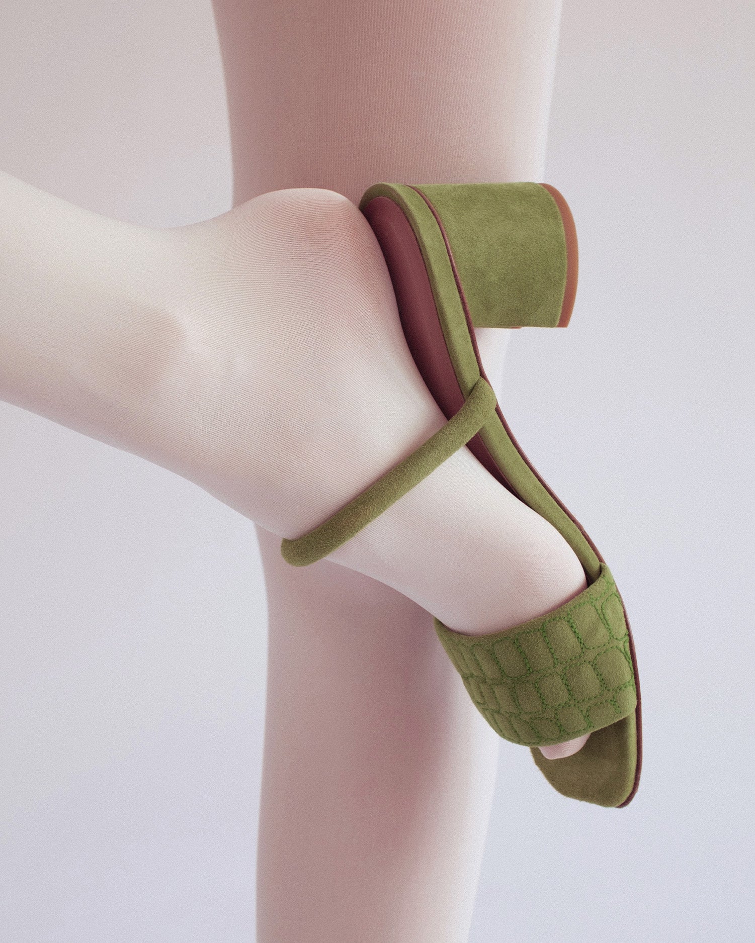 Quilted Croc Mule 55 Green - HOUSE OF ATANA