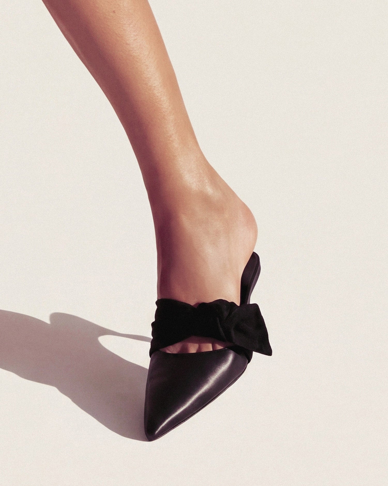 Side Tie Mule 45 Black Nappa and Mesh - HOUSE OF ATANA