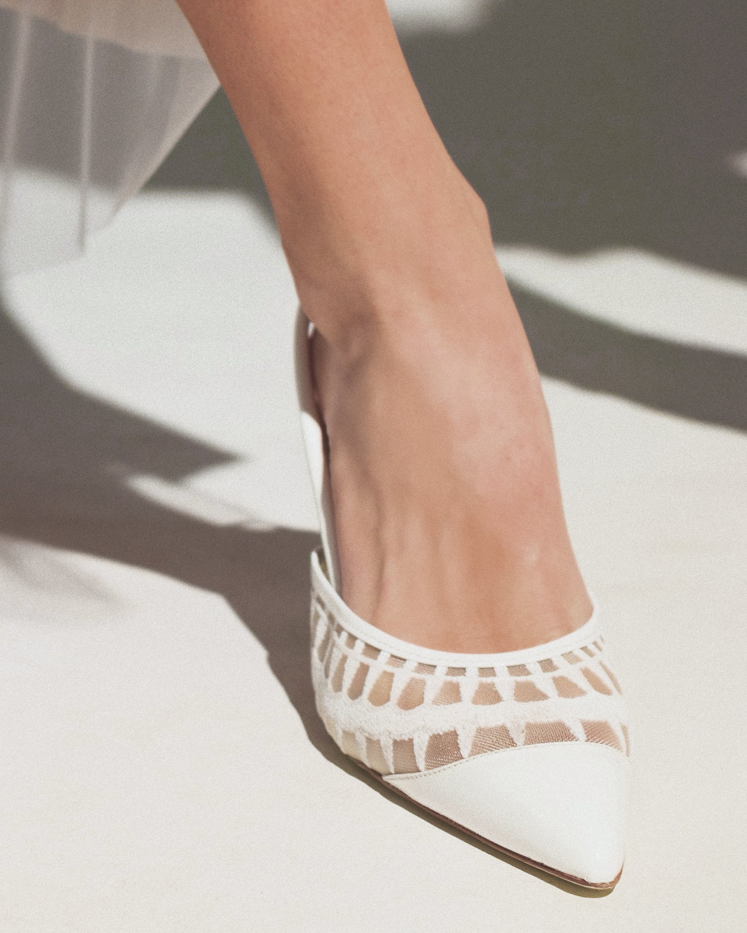 Lace Sling 95 White Patent - HOUSE OF ATANA