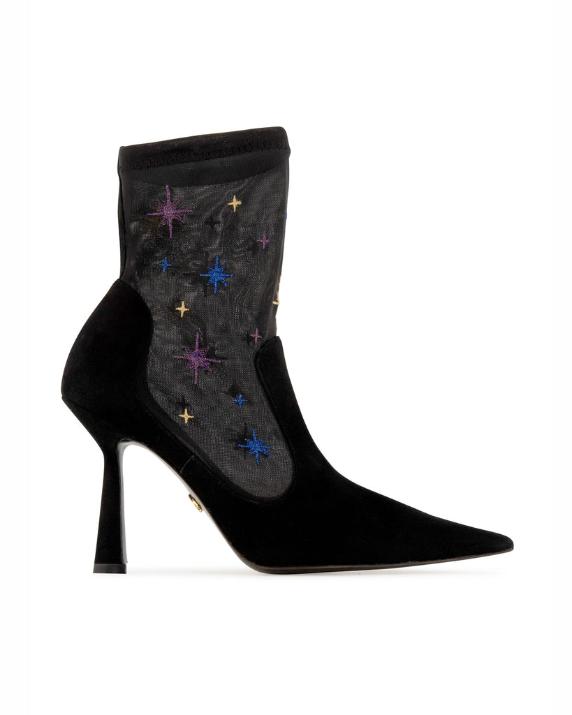 Anna Boot 95 Black Suede and Star Embroidery - HOUSE OF ATANA