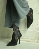 Anna Boot 95 Black Suede and Star Embroidery - HOUSE OF ATANA