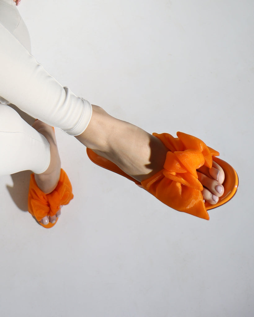 Bow Mule 85 Orange Patent - HOUSE OF ATANA