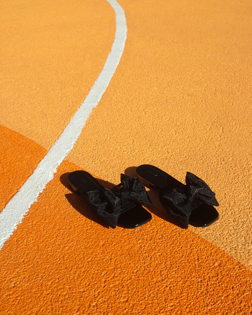 Bow Slide Black Patent - HOUSE OF ATANA