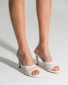 Crochet Mule 85 White Patent - HOUSE OF ATANA